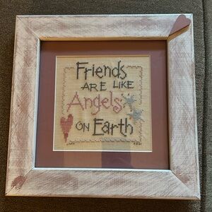 “Friends are like Angels on Earth” pastel cross stich cottage core